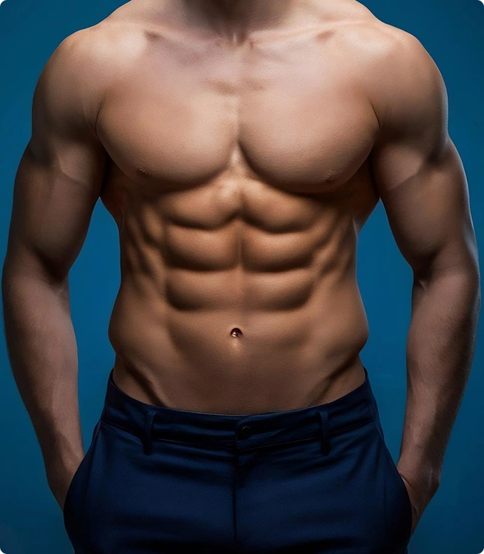 Six pack creation procedure resulting in a toned and sculpted abdominal area.