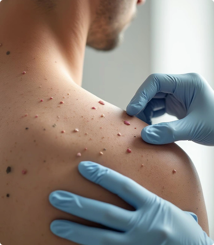 Wart and mole removal procedure using a medical tool to remove a mole from the skin.
