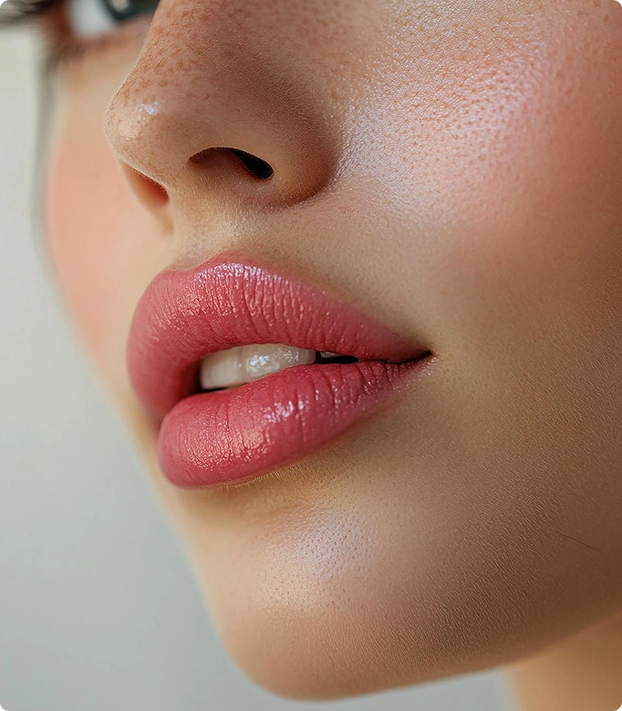 Lip blush treatment showcasing natural, enhanced lip color and shape.
